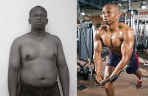 Xola Magwaza before and after he used bodybuilding to transform his life